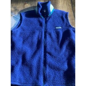 Patagonia Kids 12 Cobalt Blue Deep Pile Fleece Full Zip Vest Made in USA Vintage